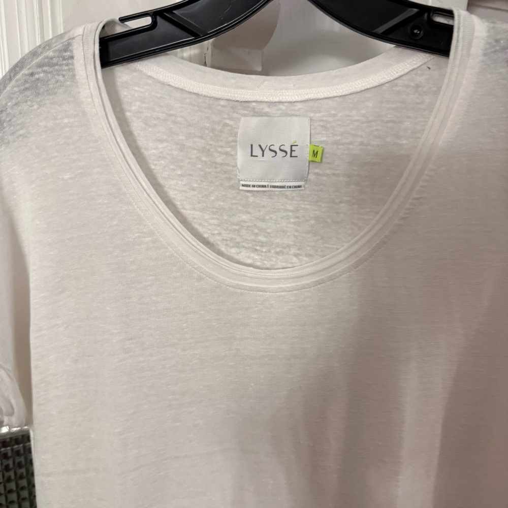 Lysse Women’s White Linen Top Scoop Neck High Low Hem Sz M - Picture 4 of 11